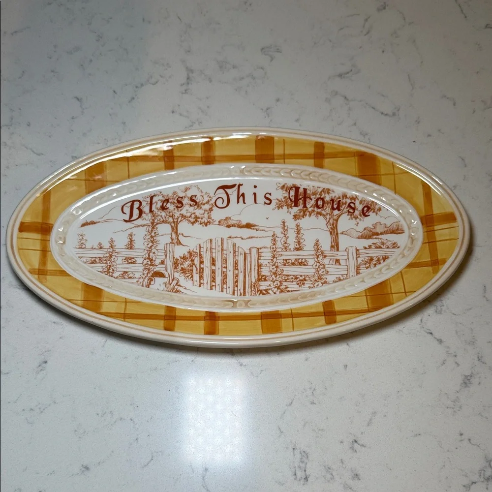 Fitz and Floyd ‘Bless This House’ Small‎ Oval Ceramic Platter